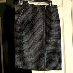 J.Crew Wool Houndstooth Asymmetrical Zip Pencil Skirt Size  6